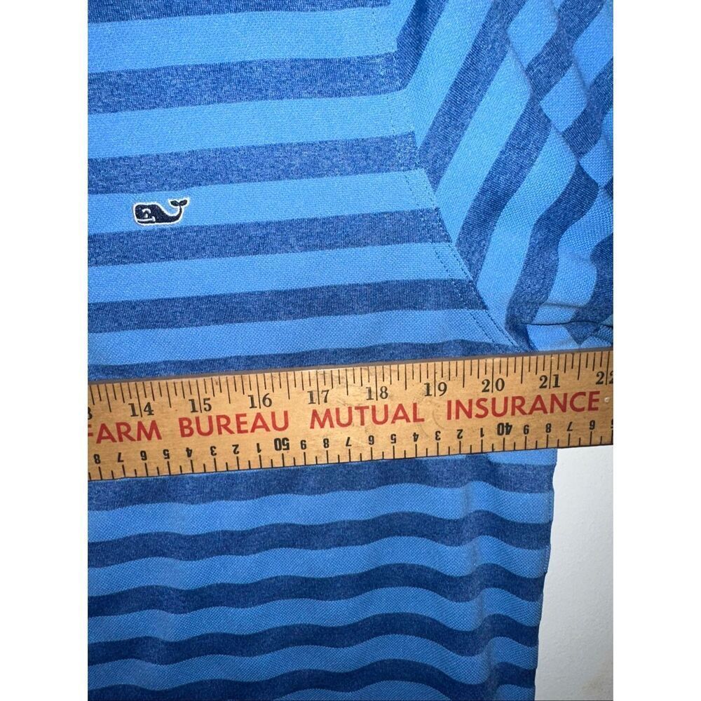 Vineyard Vines Polo Shirt Mens Medium Blue White Stripe Performance Golf Sankaty - Picture 6 of 7
